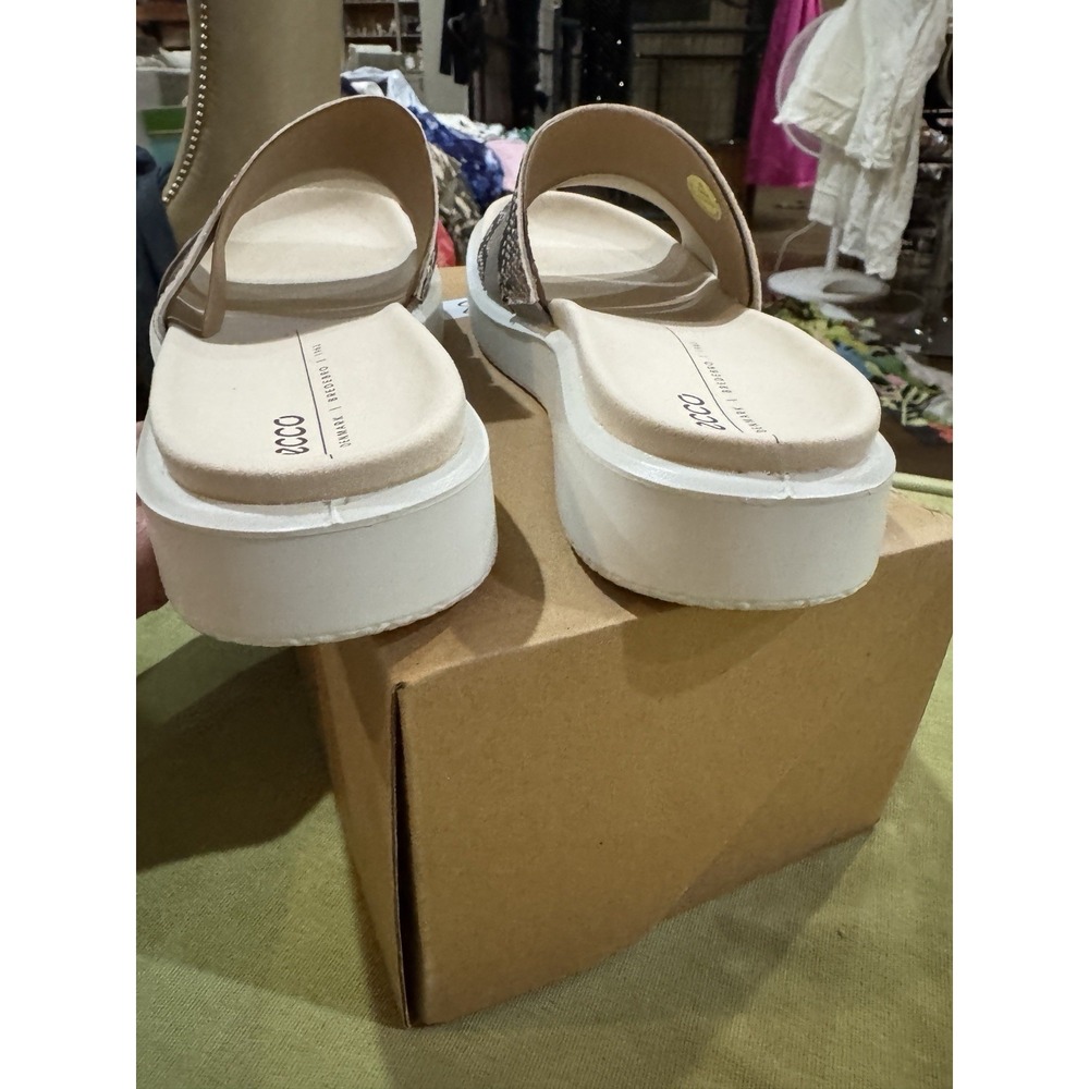 ECCO Flowt women's leather slides featuring a snakeskin pattern Size 40 9-9.5 - Picture 5 of 9
